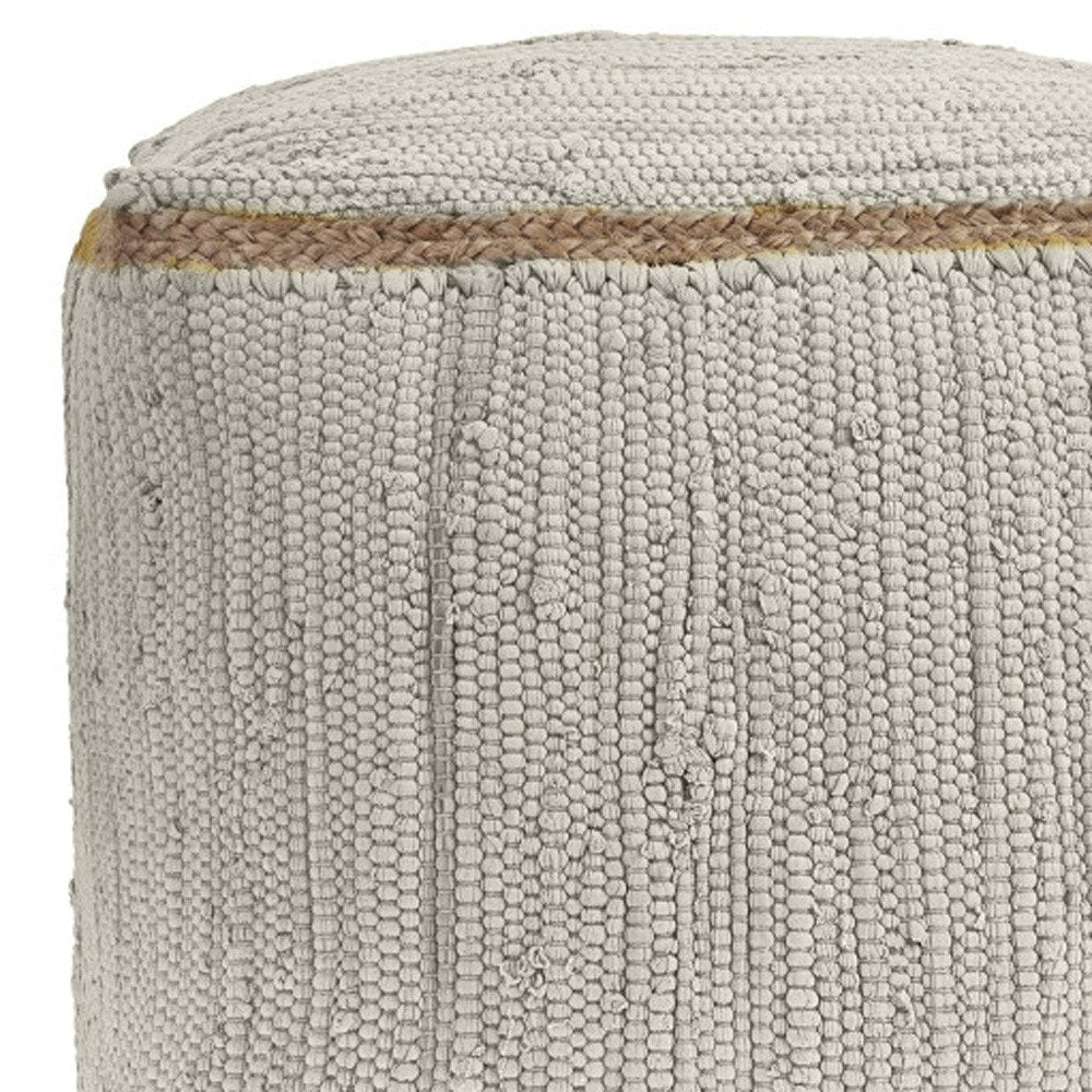 18" Gray and Natural Cotton And Jute Cube Pouf Ottoman — view 8