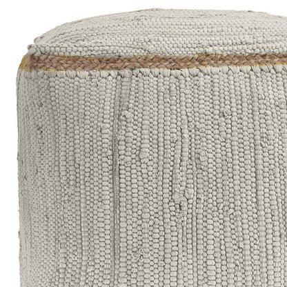 18" Gray and Natural Cotton And Jute Cube Pouf Ottoman HomeRoots