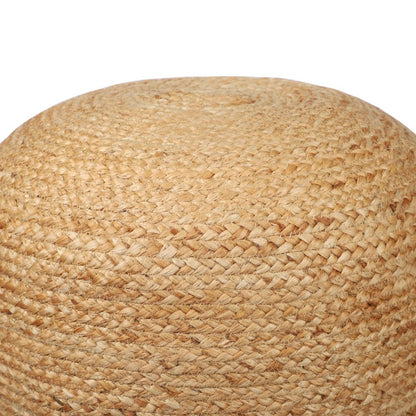 18" Natural And Gray Jute Blend Cylinder Striped Pouf Ottoman HomeRoots