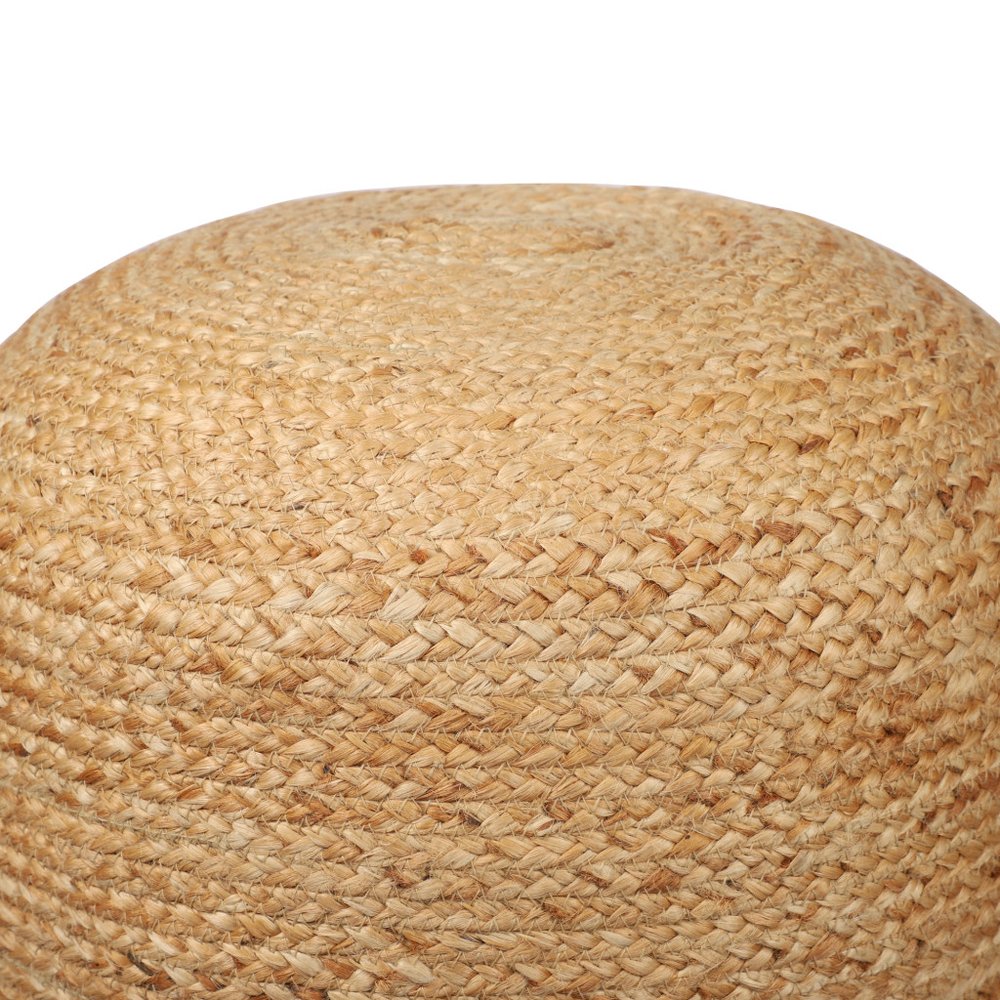 18" Natural And Gray Jute Blend Cylinder Striped Pouf Ottoman HomeRoots