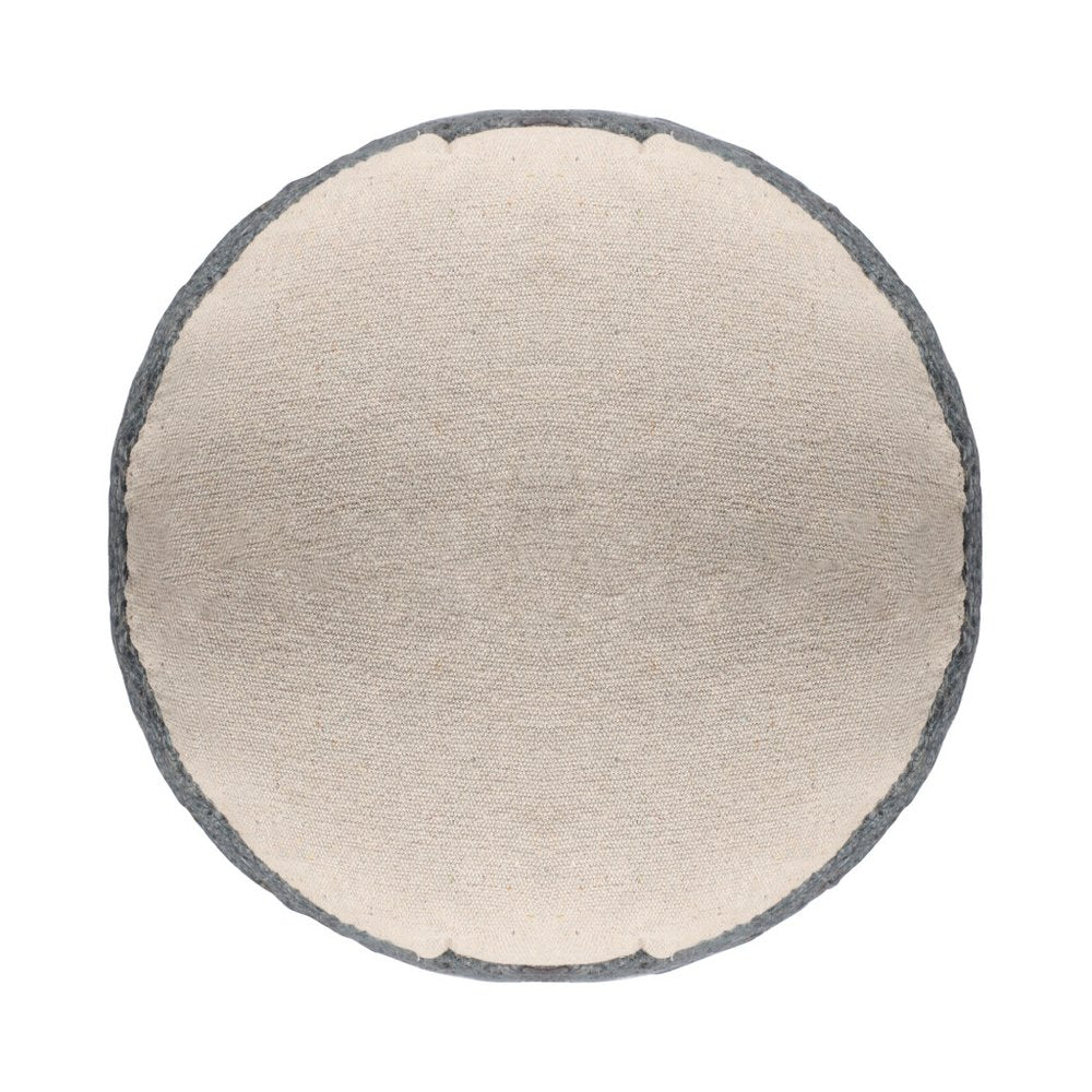 18" Natural And Gray Jute Blend Cylinder Striped Pouf Ottoman HomeRoots