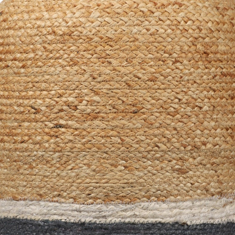 18" Natural And Gray Jute Blend Cylinder Striped Pouf Ottoman HomeRoots