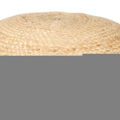 18" Natural And Navy Blue Jute Blend Cylinder Striped Pouf Ottoman HomeRoots