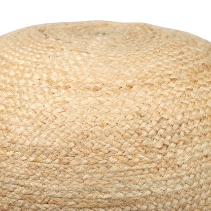 18" Natural And Navy Blue Jute Blend Cylinder Striped Pouf Ottoman HomeRoots