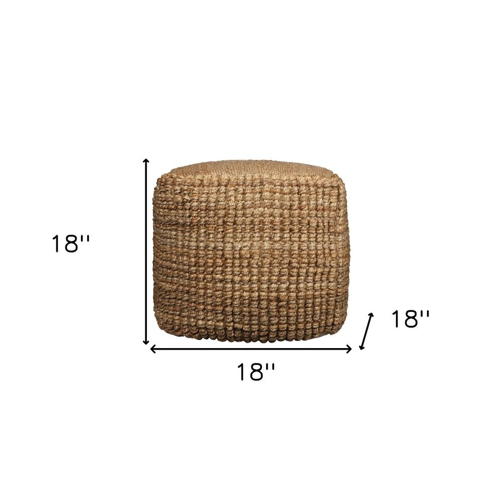 18" Natural Jute Blend Cube Pouf Ottoman HomeRoots
