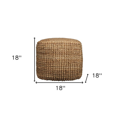 18" Natural Jute Blend Cube Pouf Ottoman HomeRoots