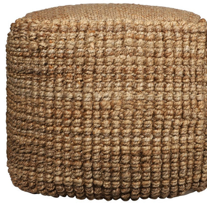 18" Natural Jute Blend Cube Pouf Ottoman HomeRoots