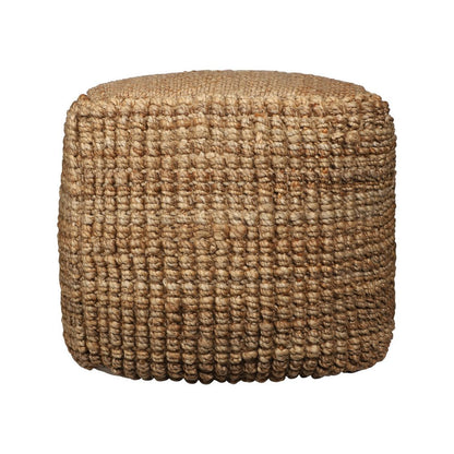 18" Natural Jute Blend Cube Pouf Ottoman HomeRoots