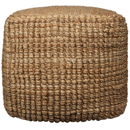 18" Natural Jute Blend Cube Pouf Ottoman HomeRoots
