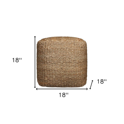 18" Natural Jute Woven Blend Cube Pouf Ottoman HomeRoots