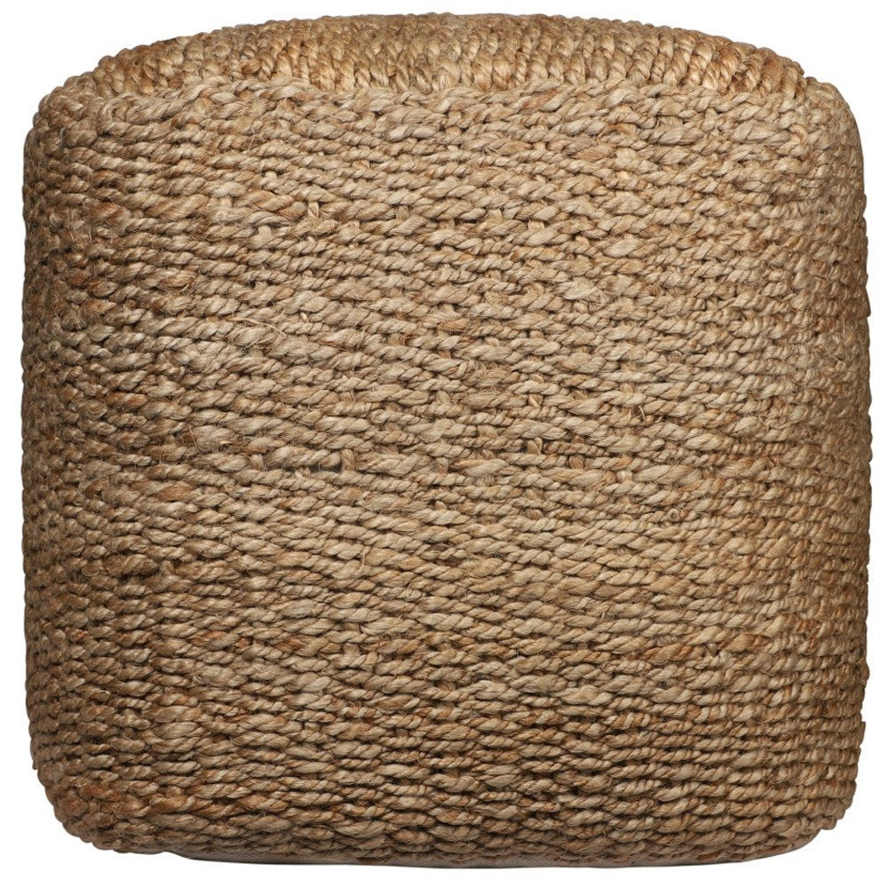 18" Natural Jute Woven Blend Cube Pouf Ottoman HomeRoots
