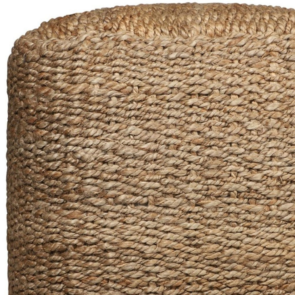 18" Natural Jute Woven Blend Cube Pouf Ottoman HomeRoots