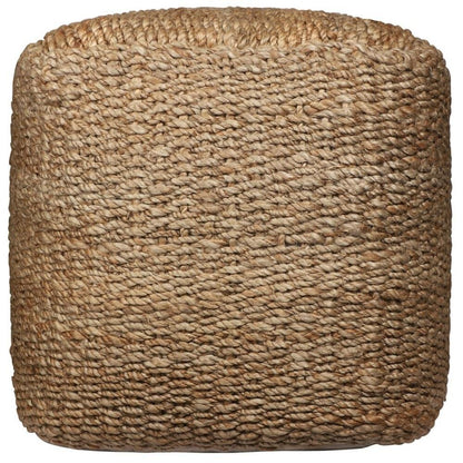 18" Natural Jute Woven Blend Cube Pouf Ottoman HomeRoots