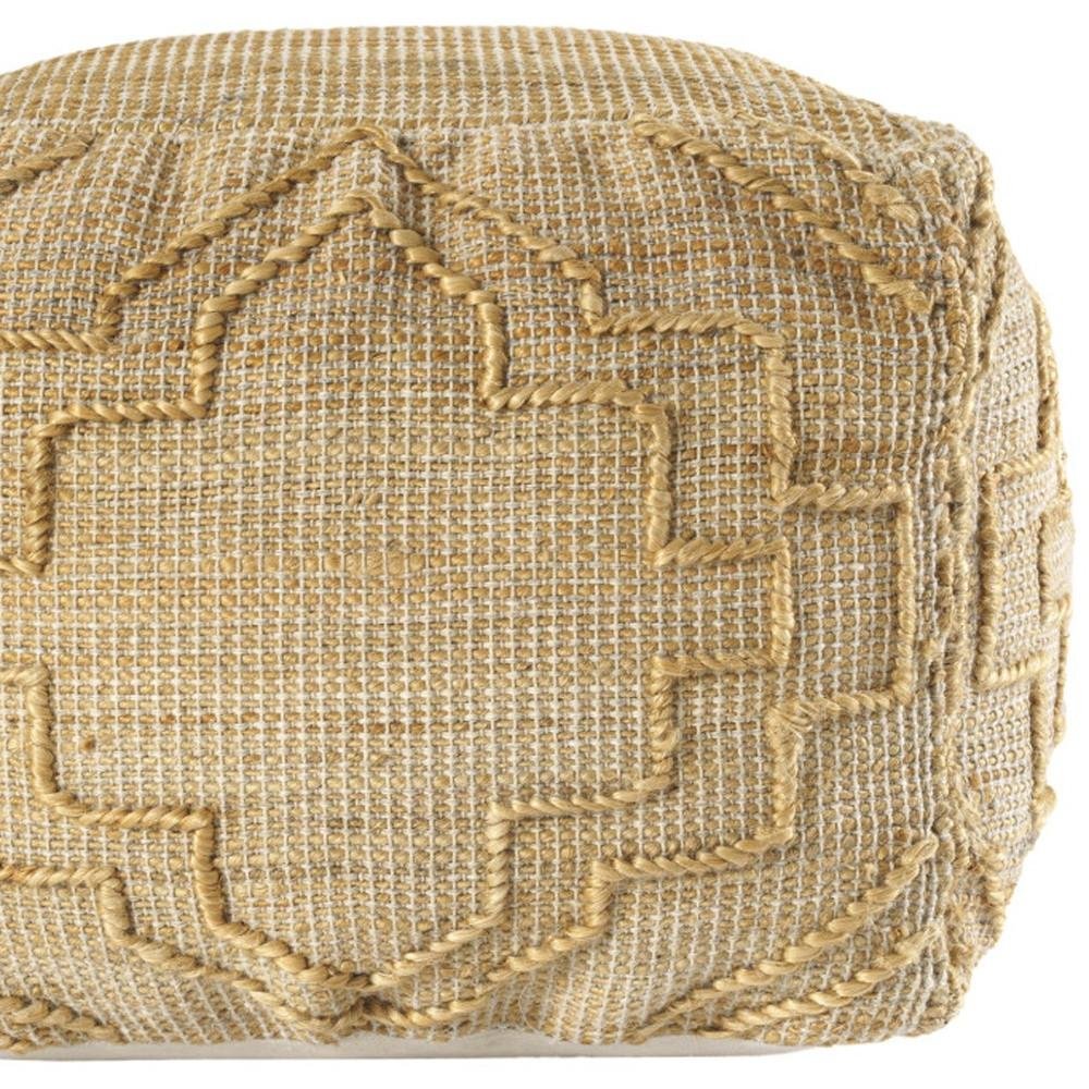 18" Natural Jute Blend Quatrefoil Cube Pouf Ottoman HomeRoots