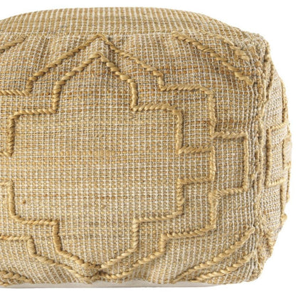 18" Natural Jute Blend Quatrefoil Cube Pouf Ottoman HomeRoots