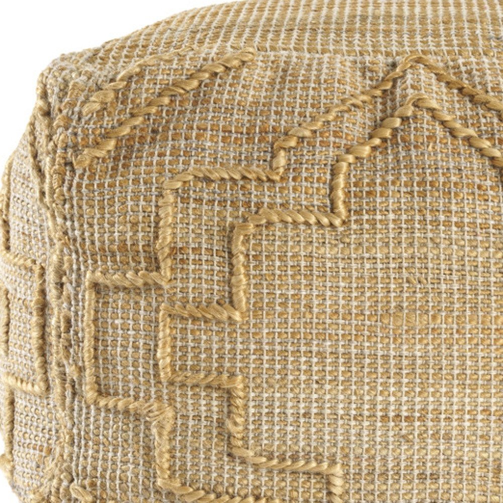 18" Natural Jute Blend Quatrefoil Cube Pouf Ottoman HomeRoots