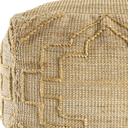 18" Natural Jute Blend Quatrefoil Cube Pouf Ottoman HomeRoots