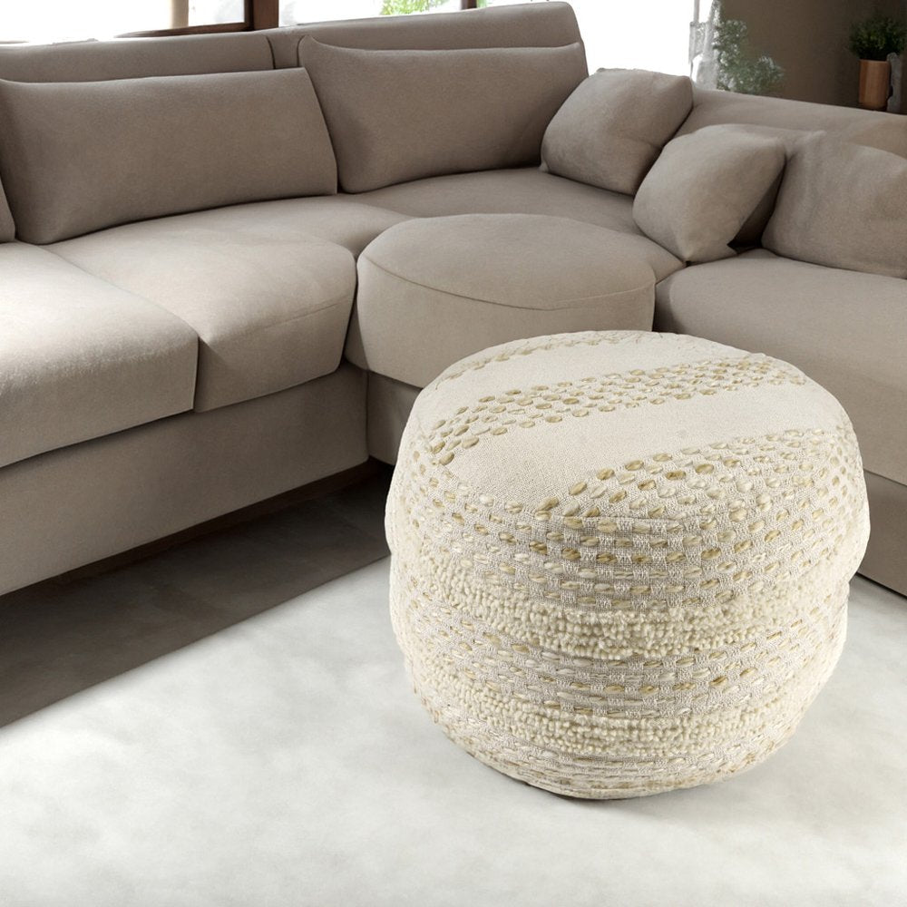 18" Blue Cotton Blend Ottoman HomeRoots