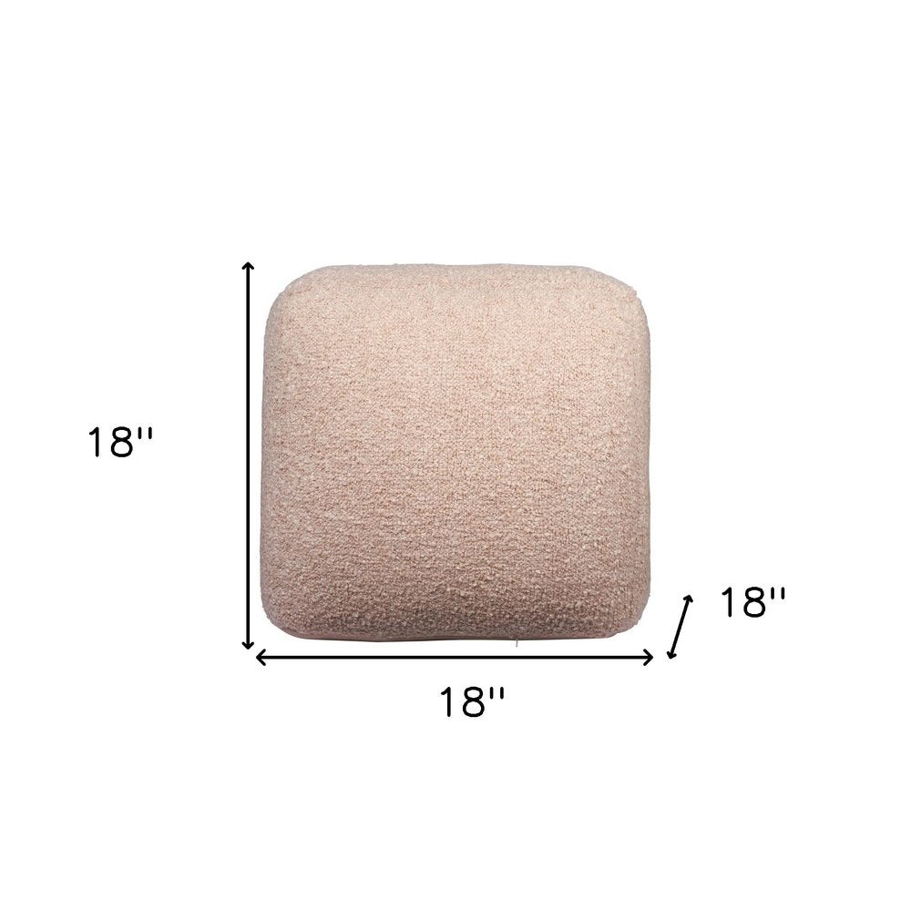18" Beige Polyester Cube Outdoor Pouf Ottoman HomeRoots