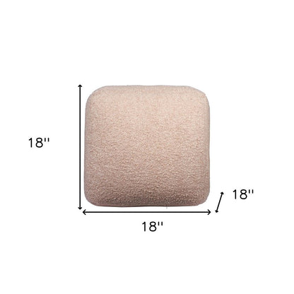 18" Beige Polyester Cube Outdoor Pouf Ottoman HomeRoots