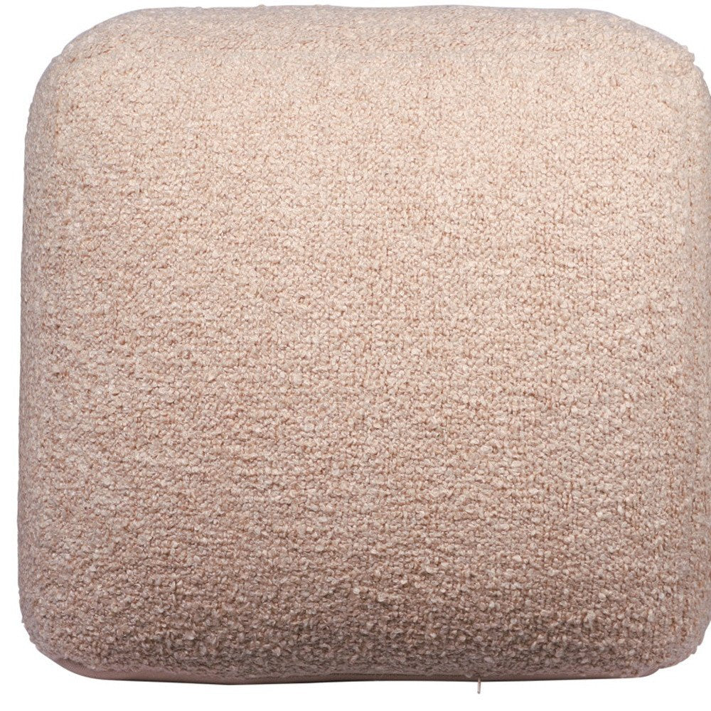 18" Beige Polyester Cube Outdoor Pouf Ottoman HomeRoots