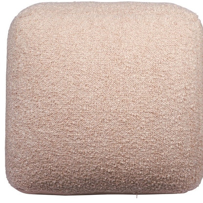 18" Beige Polyester Cube Outdoor Pouf Ottoman HomeRoots