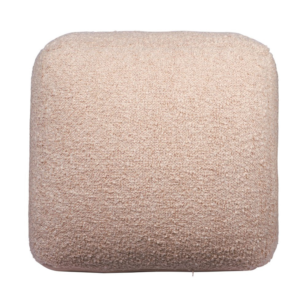 18" Beige Polyester Cube Outdoor Pouf Ottoman HomeRoots