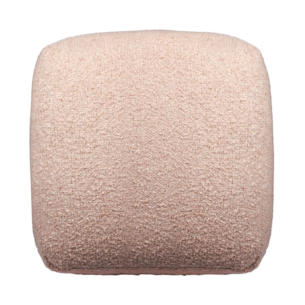 18" Beige Polyester Cube Outdoor Pouf Ottoman HomeRoots