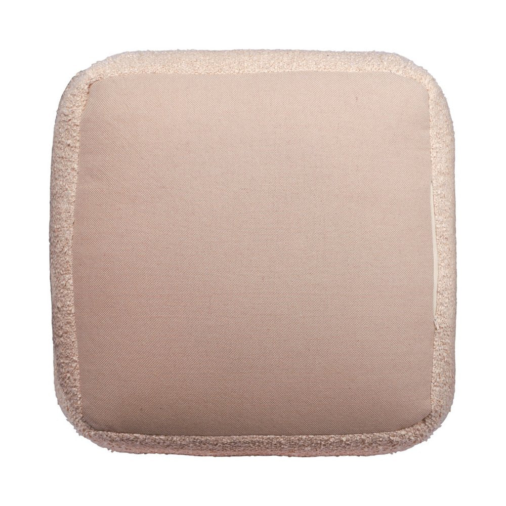 18" Beige Polyester Cube Outdoor Pouf Ottoman HomeRoots