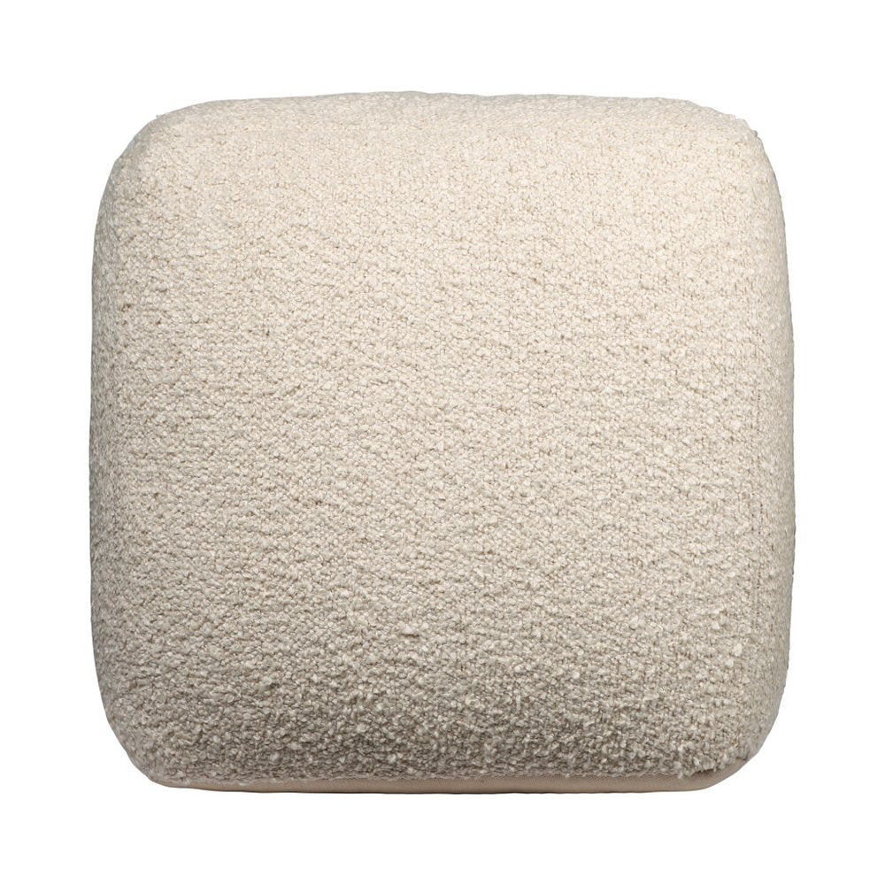 18" Beige Polyester Cube Outdoor Pouf Ottoman HomeRoots