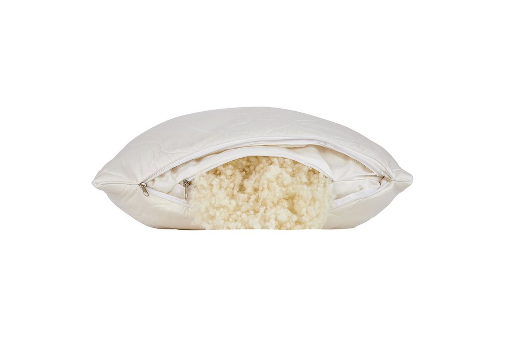 Cotton Wool Hypoallergenic Ergonomic Standard Size Bed Pillow HomeRoots