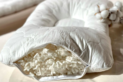Cotton Latex Foam And Wool Firm Hypoallergenic Queen Size Bed Pillow HomeRoots