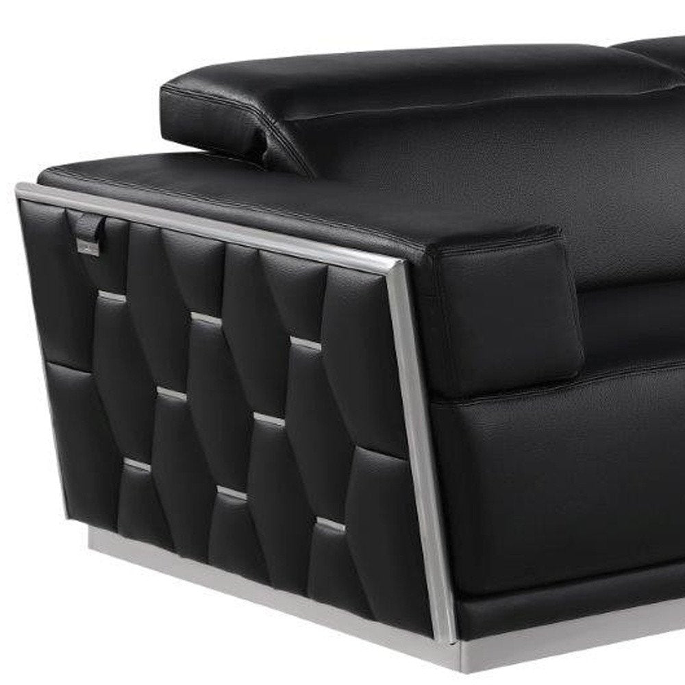 89" Black And Silver Leather Sofa HomeRoots