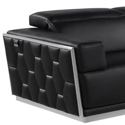 89" Black And Silver Leather Sofa HomeRoots