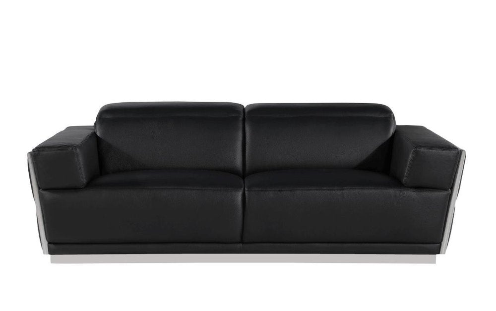 89" Black And Silver Leather Sofa HomeRoots