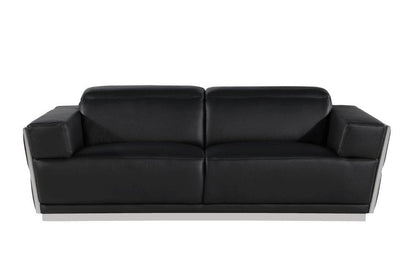 89" Black And Silver Leather Sofa HomeRoots