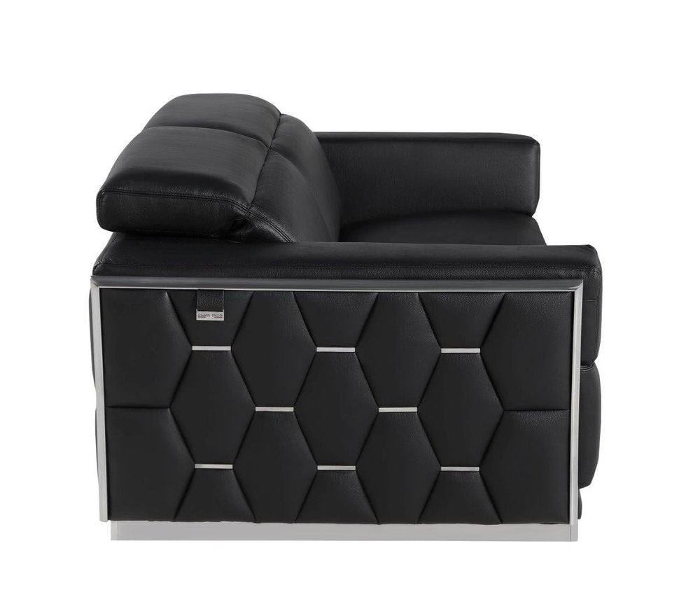 89" Black And Silver Leather Sofa HomeRoots