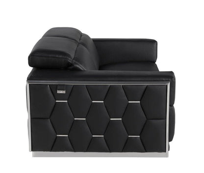 89" Black And Silver Leather Sofa HomeRoots