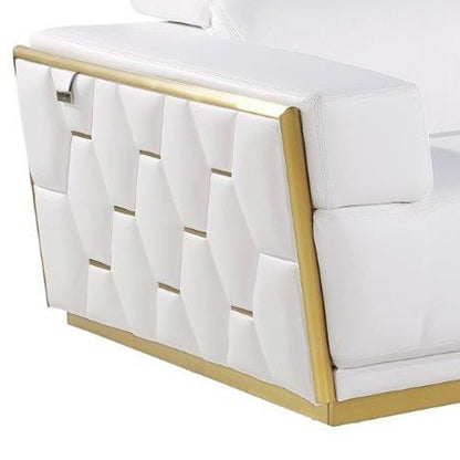 89" White And Silver Leather Sofa HomeRoots