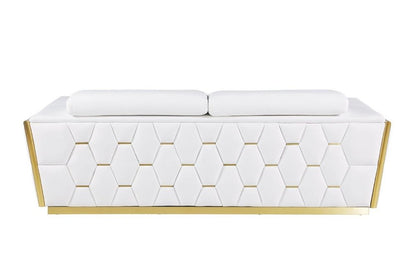 89" White And Silver Leather Sofa HomeRoots