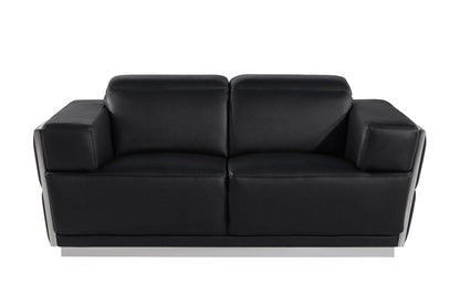 Three Piece Black Italian Leather Six Person Seating Set