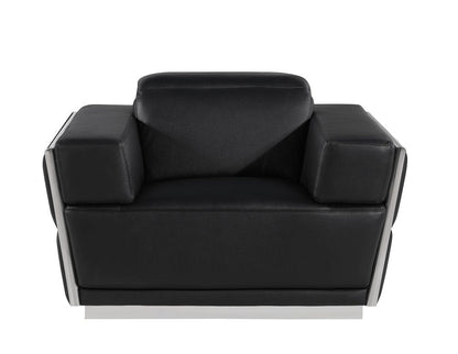 Three Piece Black Italian Leather Six Person Seating Set