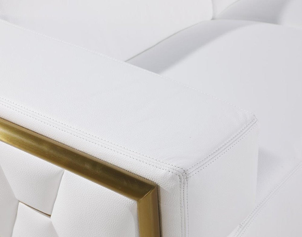 70" White And Silver Italian Leather Loveseat HomeRoots