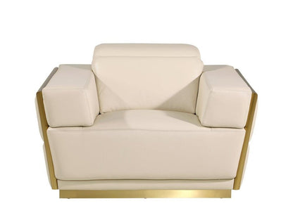47" Beige and Gold Italian Leather Club Chair HomeRoots