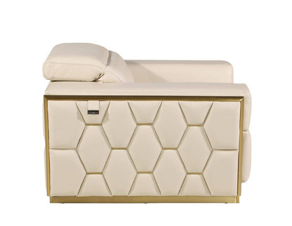 47" Beige and Gold Italian Leather Club Chair HomeRoots