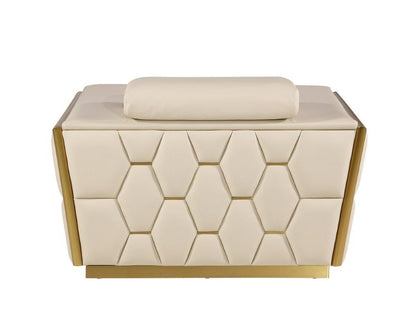 47" Beige and Gold Italian Leather Club Chair HomeRoots