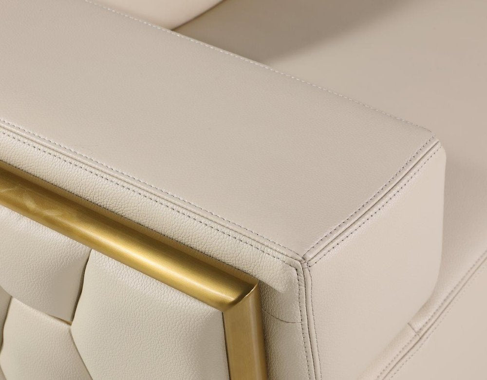 47" Beige and Gold Italian Leather Club Chair HomeRoots