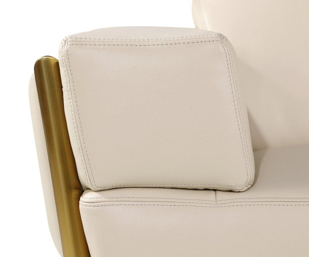 47" Beige and Gold Italian Leather Club Chair HomeRoots