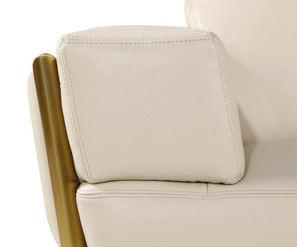 47" Beige and Gold Italian Leather Club Chair HomeRoots