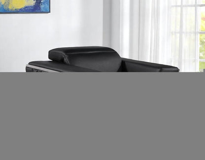 47" Black and Silver Italian Leather Club Chair HomeRoots